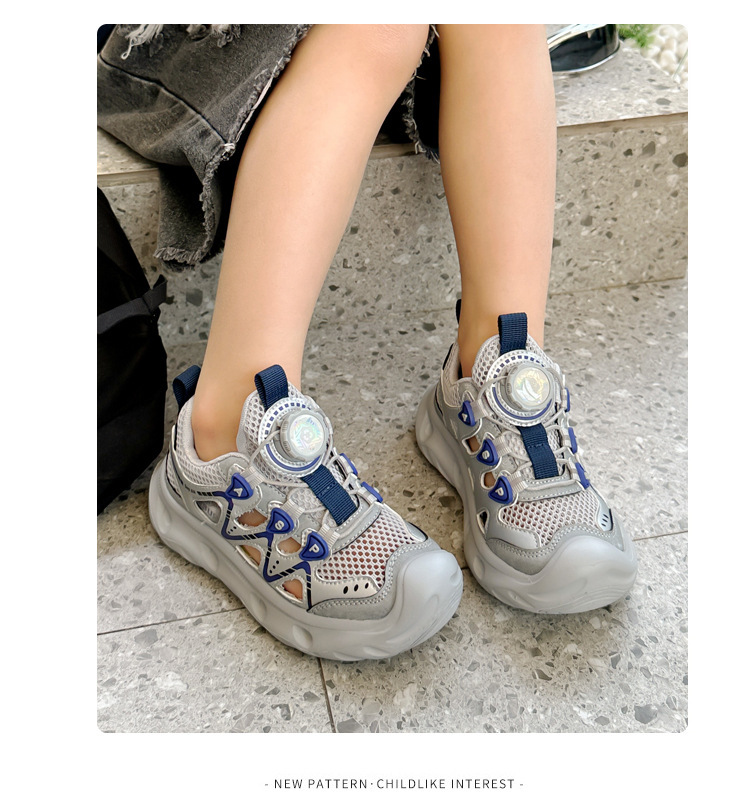 Breathable Kids Sneakers With Rotating Buckle For Boys And Girls_voghion.com