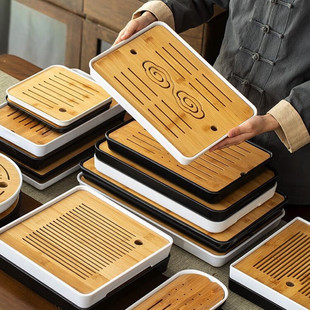 Household Simple Tea Tray Kung Fu Tea Set Japanese Hotel Storage Drainage Bamboo Dry Bubble Tray Tea Table Drain Small Tea Tray