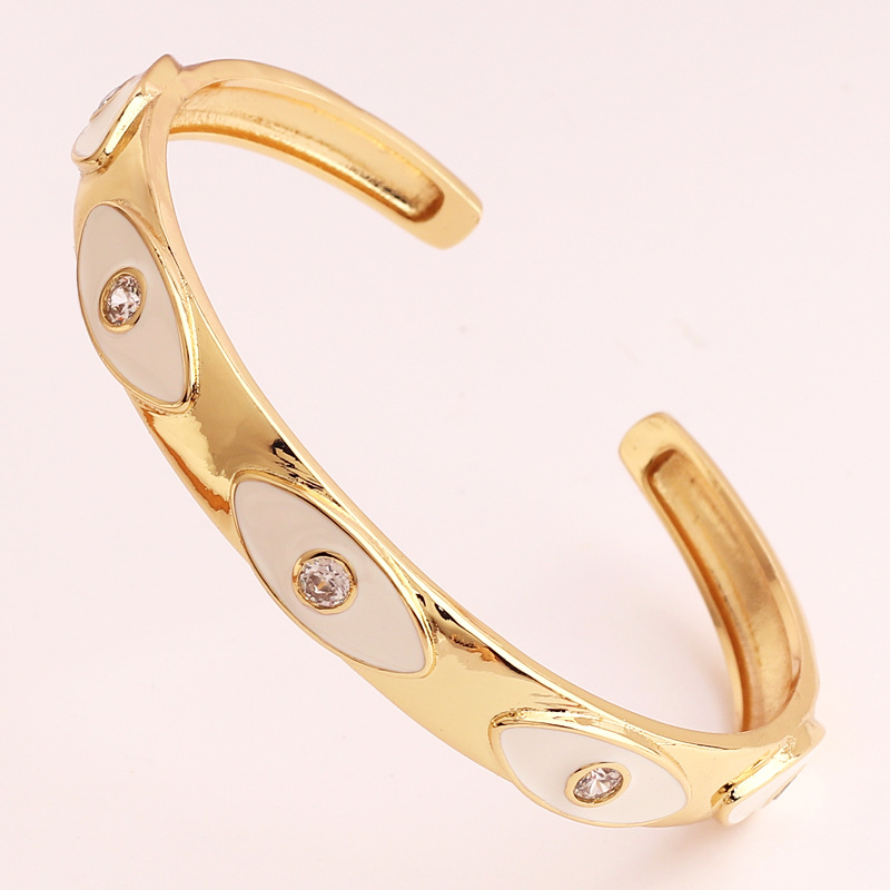Fashion Eye Copper Enamel Plating Inlay Rhinestones Bangle 1 Piece