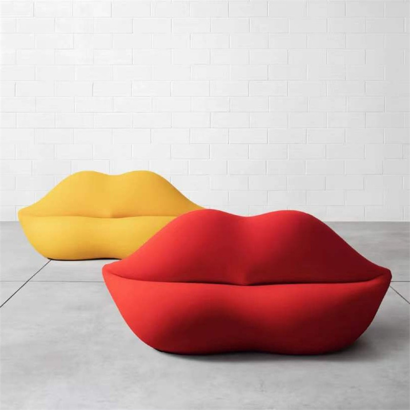 Nordic Creative Red Lip-Shaped Sofa Designer Sofa for Large and Small Apartments, Beauty Salon, Nail Salon, Clothing Store, Leisure Area, Internet Celebrity Sofa