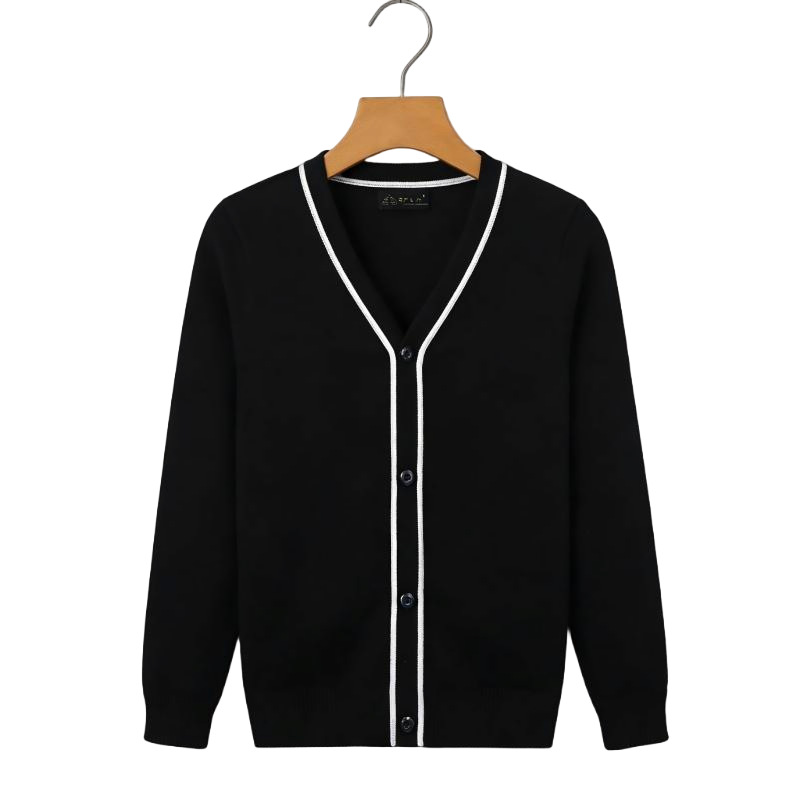 Children's Knitted Cardigan, Navy Blue Sweater for Boys and Girls, Primary School Uniform, Long-Sleeved Jacket, Spring and Autumn Style for Middle and Older Kidsren