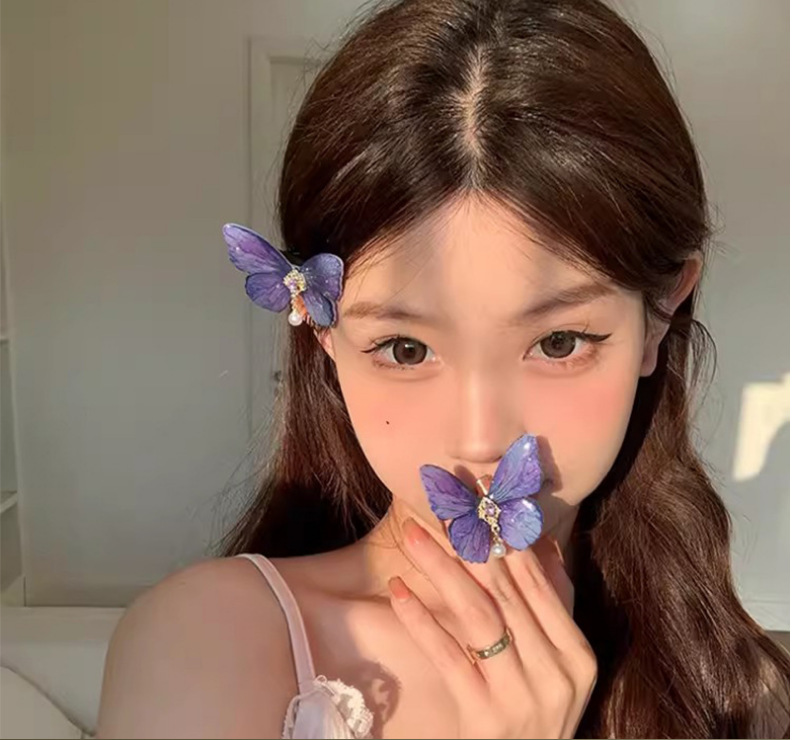 レトロ高級感蝶超大ヘアクリップシンプルなカモの口クリップカモの髪飾りアクセサリーカモの口クリップ