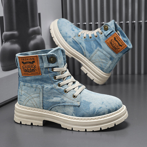 Men's Cross-Border Martin Boots 2025 New Spring Men's Shoes British Style Men's High-Top Boots Men's Work Boots