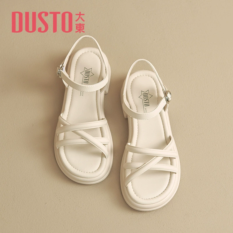 Женская обувь Dadong, пляжные сандалии, новинка лета 2024, универсальная римская модная уличная женская обувь на толстой подошве на мягкой подошве.