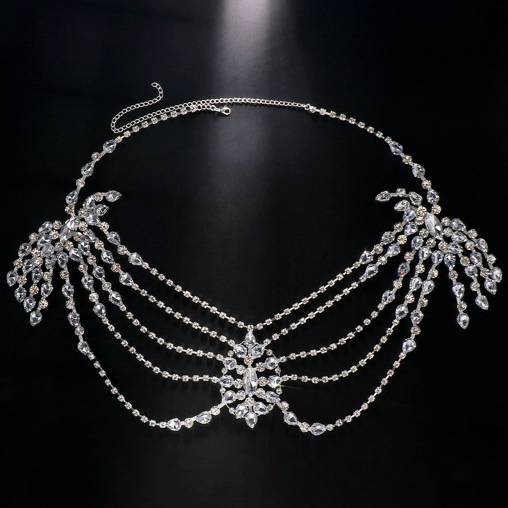Amazon продаёт многослойную цепочку на плечо женская мода with rhinestone body chain банкетное платье аксессуары Широк цепь на плечо