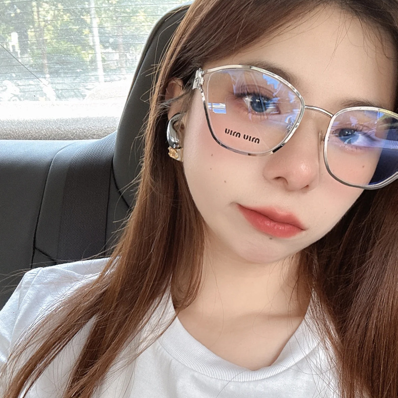 小红书猫眼眼镜女vmu53uv素颜金丝多边形高级感方圆脸近视眼镜框|undefined