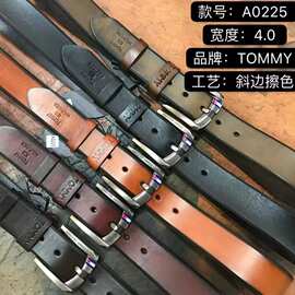 工厂直批男头层牛皮腰带植鞣皮4.0CM进口意大利牛皮Men‘ s Belts