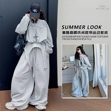 女童潮酷运动套装2025春秋新款中大童休闲卫衣宽松阔腿裤两件套潮