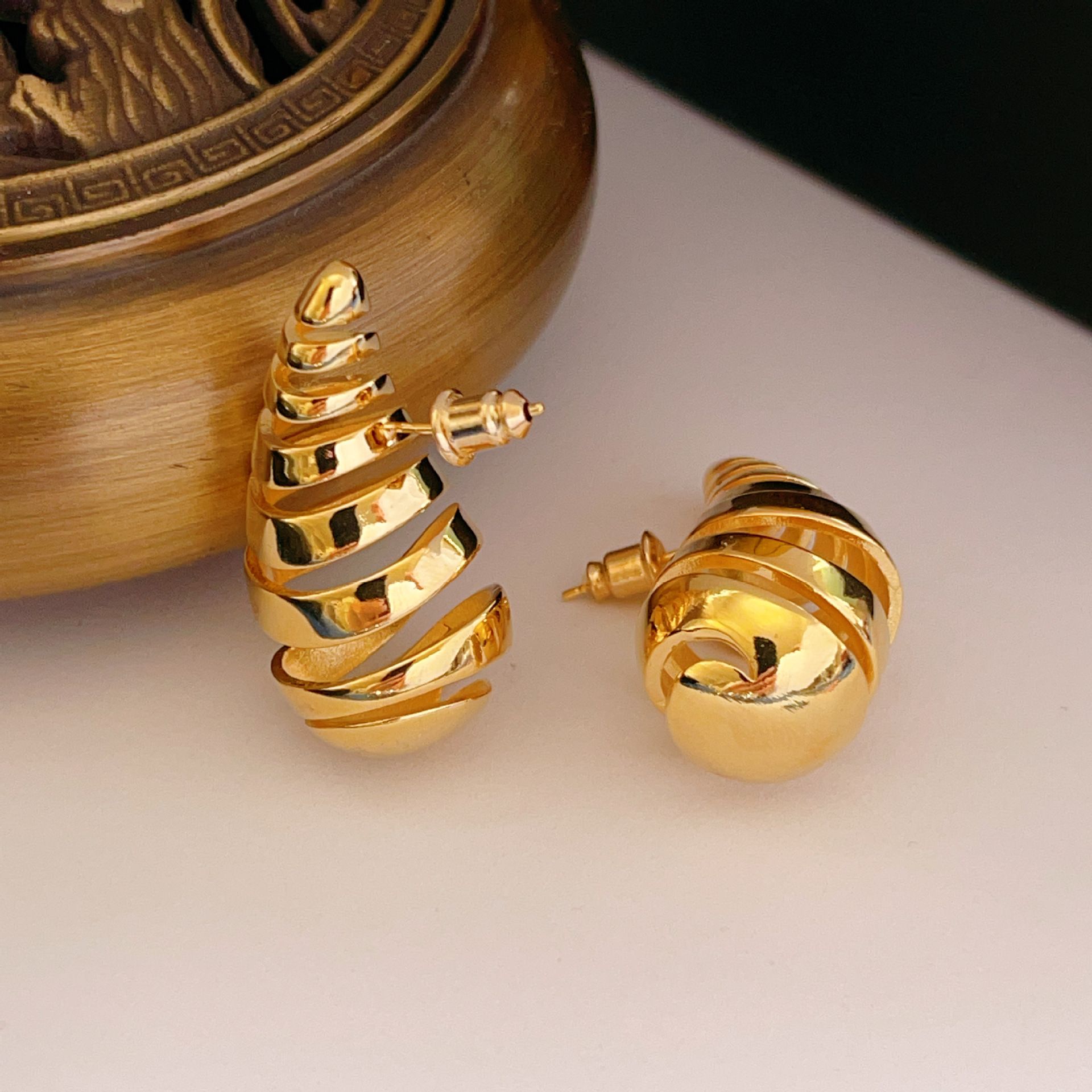 Street Occasion Copper Material 1 Pair Modern Style Geometric Plating Copper 18k Gold Plated Ear Studs