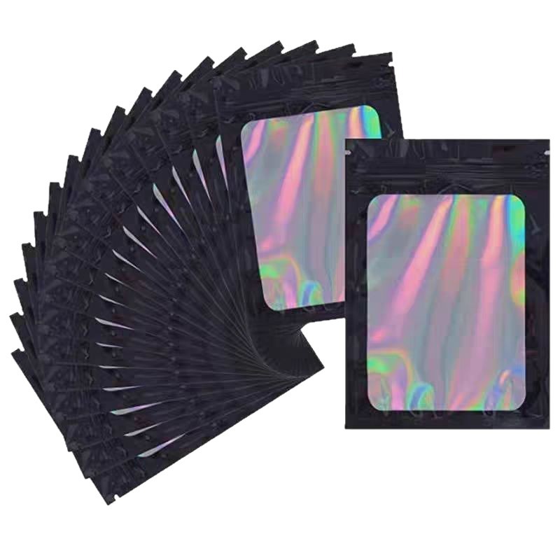 Bolsas autosellables de colores láser, bolsas selladas gruesas para accesorios, bolsas holográficas para tarjetas, bolsas de embalaje coloridas. image 7