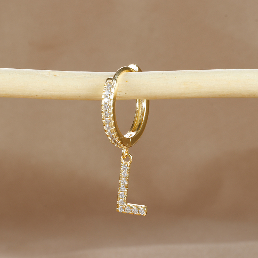 6g Weight Copper Ear Needle Material Zircon Inlay Material Charm Sleeper Hoop Earrings, Drop Earrings Classification 1 Piece Quantity Daily Occasion Copper Material Letter Pattern Unisex Gender Plating Design Casual Style 1 Piece Casual Letter Plating Copper Zircon Drop Earrings 32