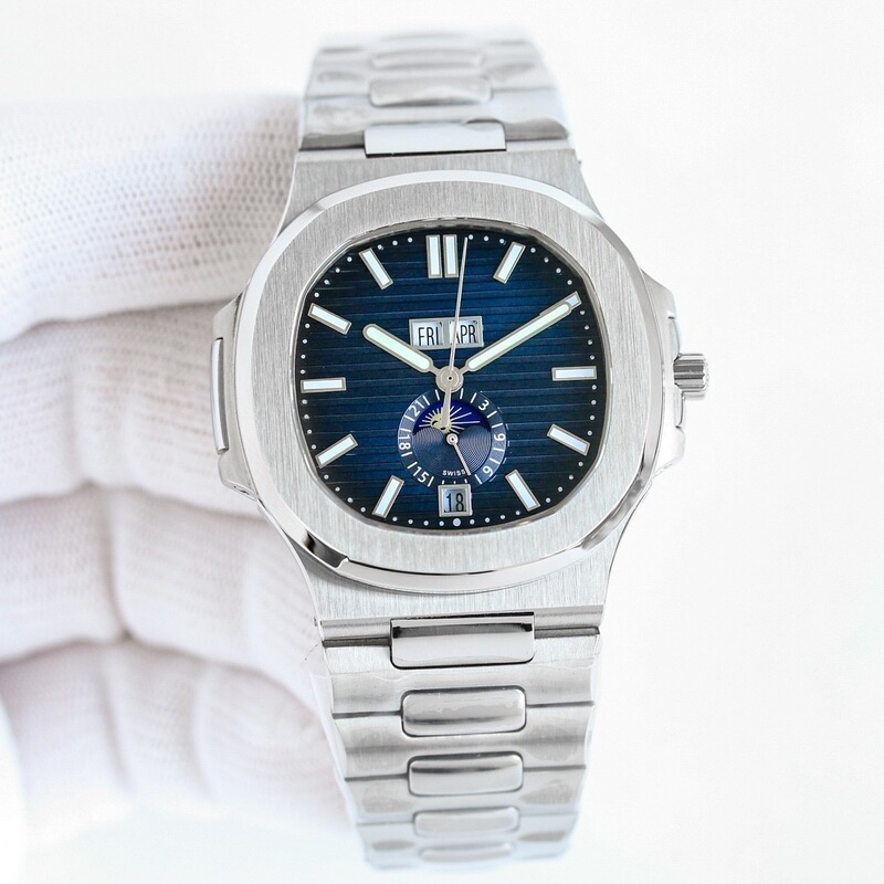 Nautilus Series Watch with Dual Calendar, Moon Phase, Diamond Inlay, Fully Automatic Mechanical Men's Wristwatch Nautilus Series Watch with Dual Calendar, Moon Phase, Diamond Inlay, Fully Automatic Mechanical Men's Wristwatch