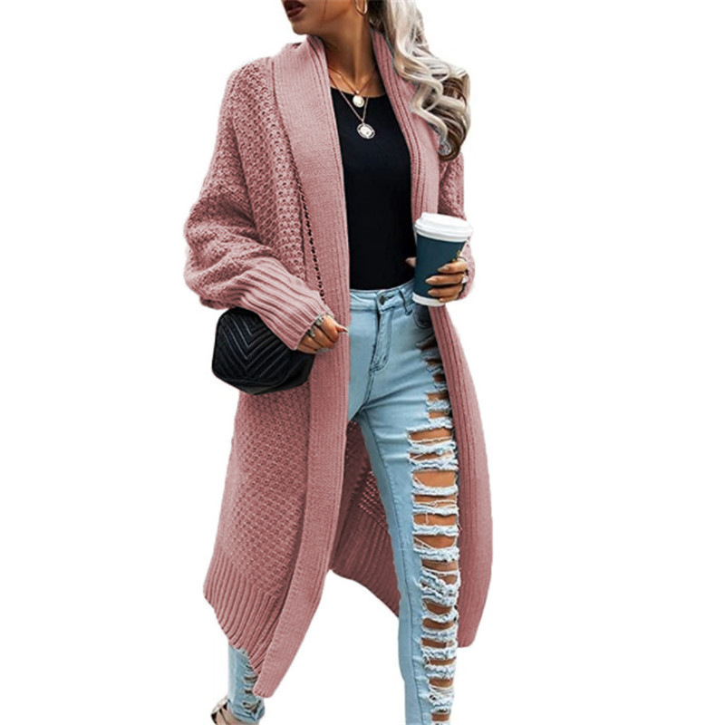 Suéter de punto para mujer 2026, superventas de exportación, ropa de mujer de talla grande para otoño e invierno, abrigo largo de punto estilo europeo y americano, suéter de mujer con mangas murciélago. image 4