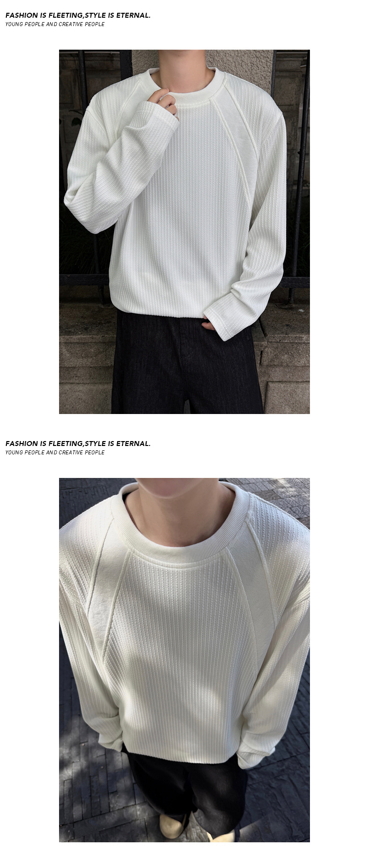 American Retro Deconstructed Patchwork Long Sleeve T-shirt Men_voghion.com