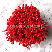 3mm铁丝杆石膏珠双头铁线红果花芯圣诞玩具用品配件厂家