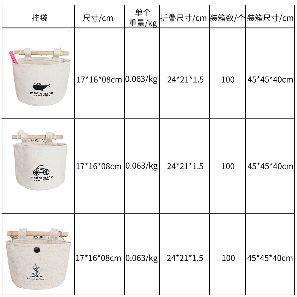 Bolsas colgantes de almacenamiento de algodón y lino – Estilo zakka, fábrica al por mayor