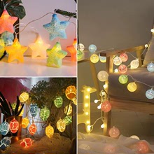 跨境亚马逊圣诞裂纹星星圆球彩蛋灯串LED复活节日儿童装饰彩串灯