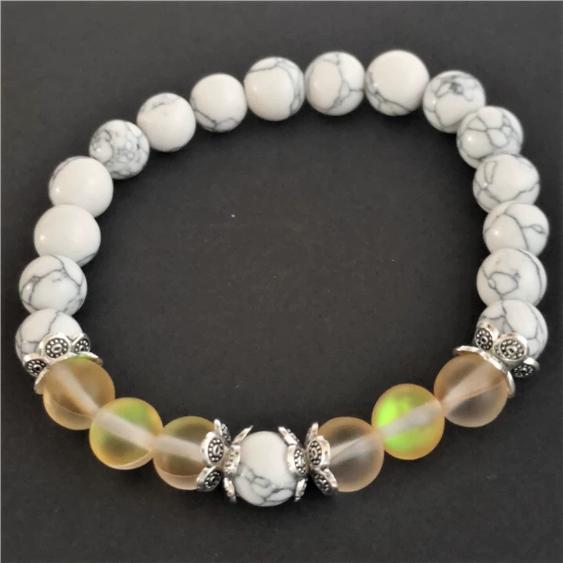 (Cross-border trading), flashing elastic fashionable ball with beads, turquoise beaded bracelet for men and women, European style, 8mm, simple and elegant design
