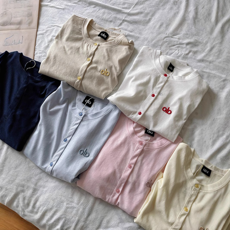 Special Offer Alo Letter Embroidered Knitwear Korean Style Versatile Embroidered Knit Cardigan Comfortable Casual Women's Sun Protection