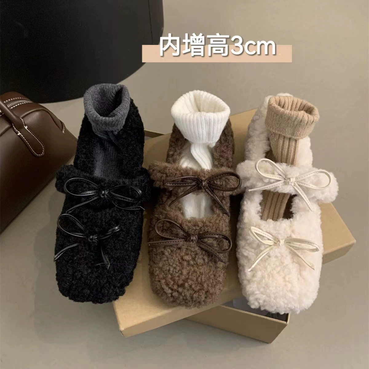 Внутренняя увеличенная шерстяная обувь женская зимняя одежда 2024 новая корейская фея нежная бархатная обувь Мэри Джейн
