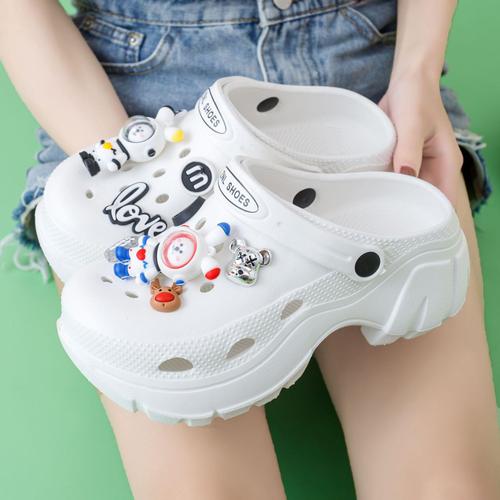 Thick-soled Crocs All-in-One Women's Four Seasons Outerwear  New Versatile Heightening Baotou-feeling Sandal Slippers