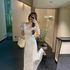 実写フランスの優しい初恋ワンピース女性夏の新型ウエストはやせて甘い気質の長いスカート79444
