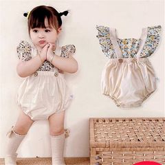 嬰兒包屁衣夏季新款衣服吊帶洋氣女寶寶公主超萌洋氣無袖三角哈衣