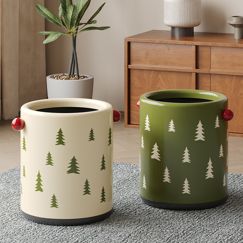 Vintage-Style Trash Can for Home Use in the Living Room, Light Luxury with High Aesthetic Appeal, Suitable for Bedroom, Dormitory, Bathroom, Ins-Style Large Capacity Wastebasket