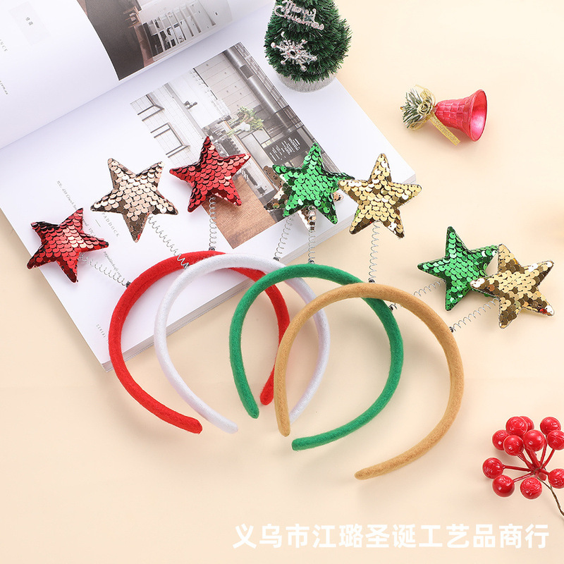 クリスマス五芒星ヘッドバンド サンタクロース 雪だるま 可愛いヘッドバンド ホリデー 大人 子供用ヘッドウェア ヘッドバンド 卸売|undefined