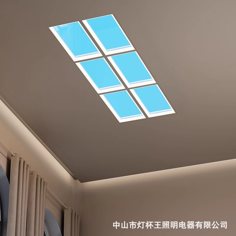 Lámpara de cielo claro incrustada luz azul ultra delgada luz natural de cielo azul graffiti inteligente techo sala de estar lámpara de dormitorio