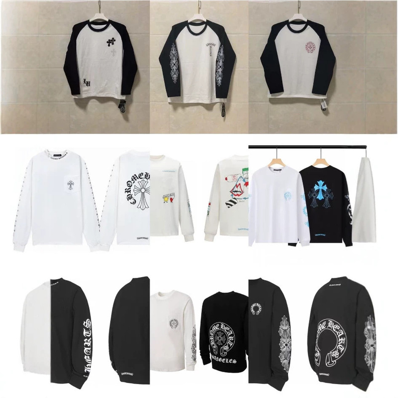 Trendy Chrome Hearts Cross Print Long Sleeve T-Shirt, Unisex, Pure Cotton, Loose Fit, Raglan Sleeve, Wholesale Trendy Chrome Hearts Cross Print Long Sleeve T-Shirt, Unisex, Pure Cotton, Loose Fit, Raglan Sleeve, Wholesale