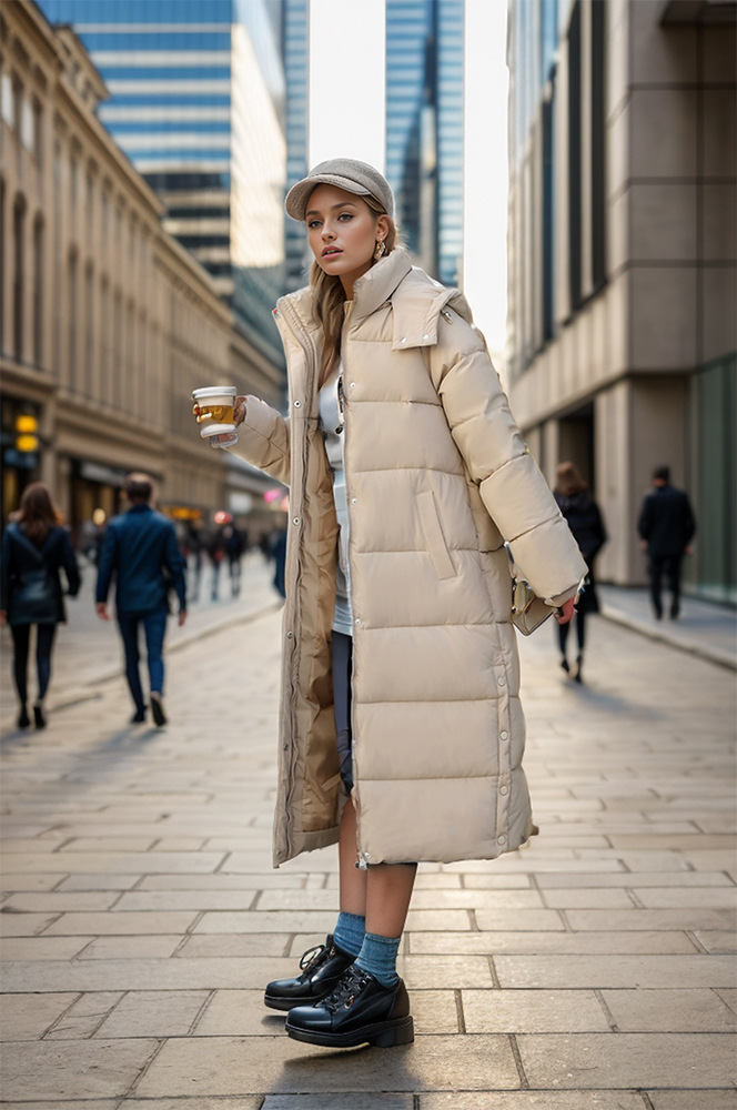 Giacca lunga con cappuccio per donna, nuova versione coreana, giacca lunga in cotone dal ginocchio alla caviglia, giacca invernale spessa_voghion.com