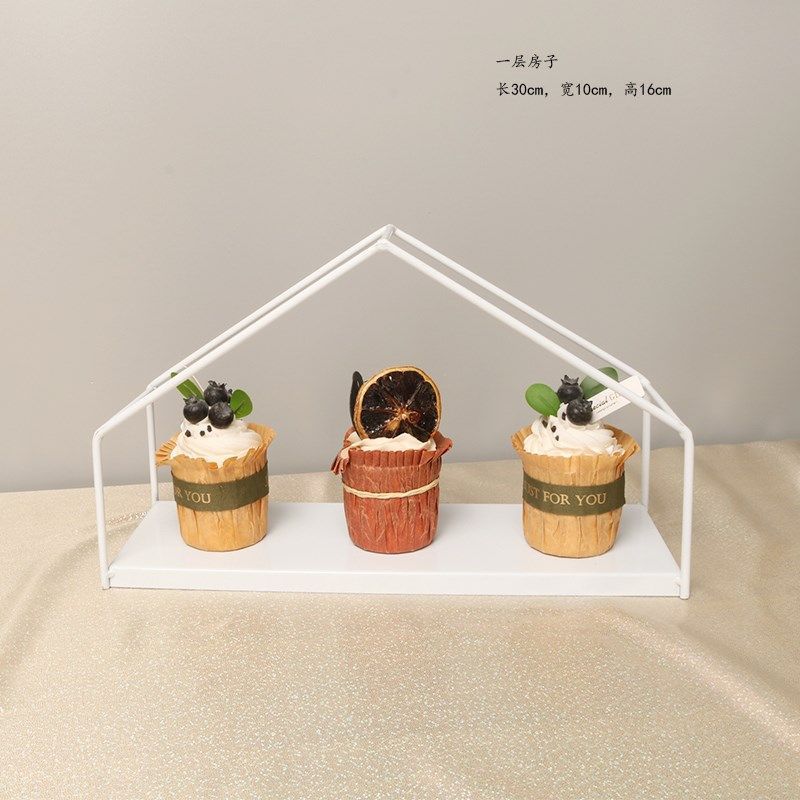 Tabla de postre de hierro forjado blanco pastel decoración estante de exhibición bandeja de boda estante de té de la tarde refrigerio estante comida fría pausa de té image 12