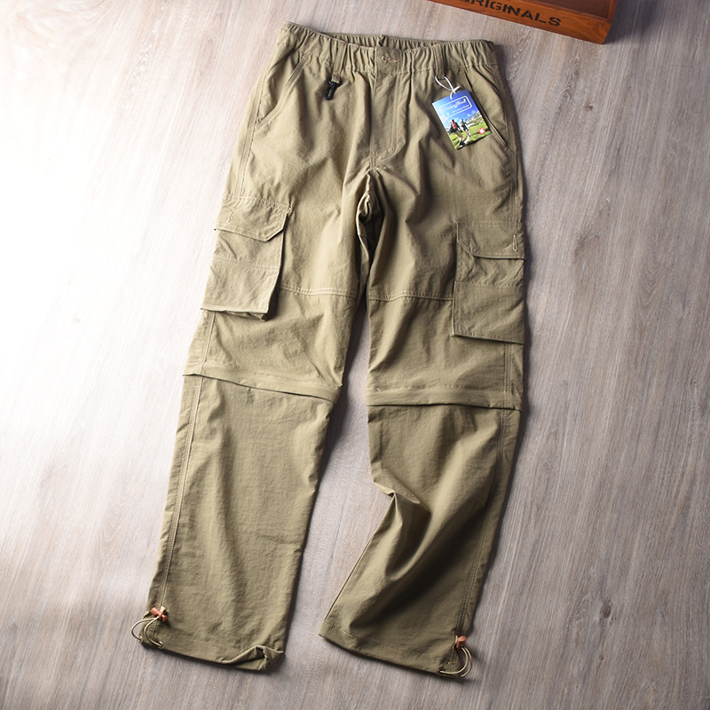 Pantalones de verano delgados desmontables de dos secciones Pantalones de secado rápido de hombre Pantalones de trabajo de hombre Pantalones rectos sueltos Pantalones de hombre