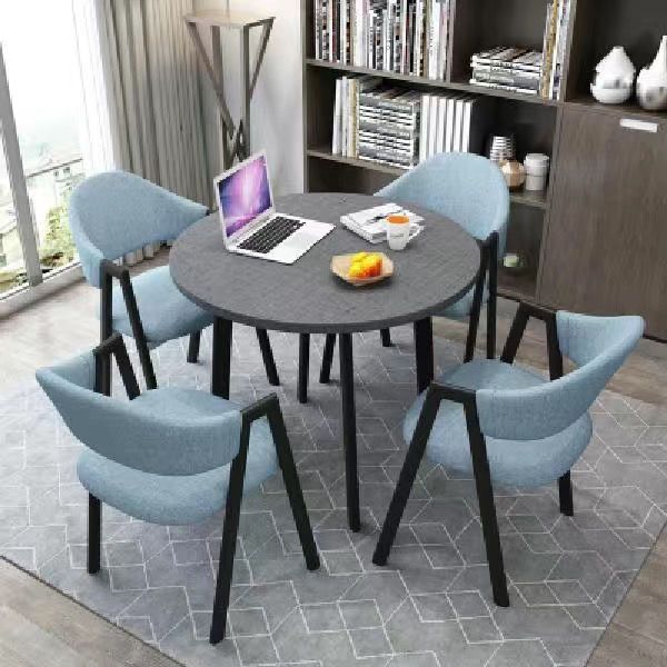 새로운 회색 테이블 상판 + 하늘색 천 의자