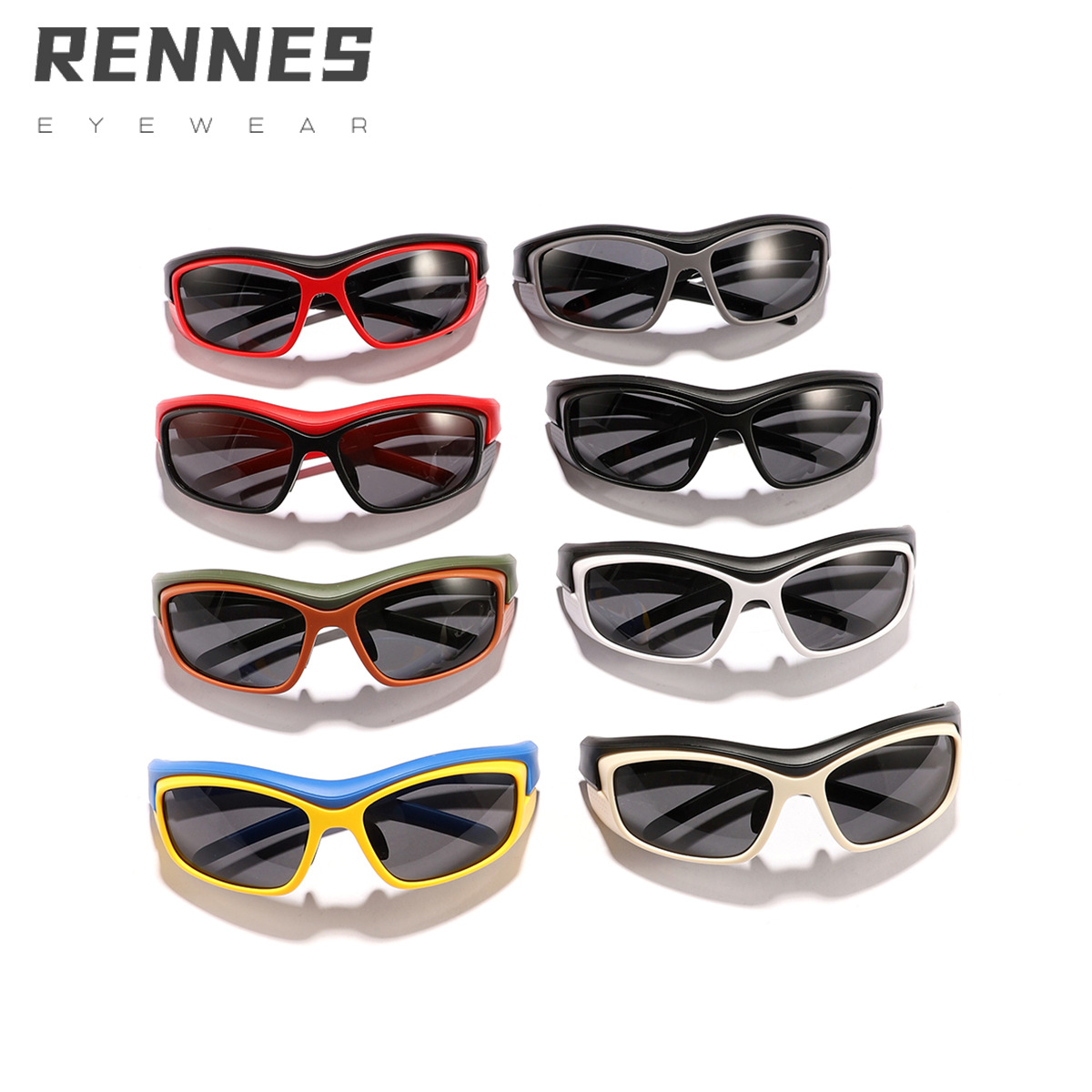 Niños transfronterizos modernos retro Y2K ciclismo al aire libre gafas de sol a prueba de viento niños y niñas gafas deportivas a juego de colores