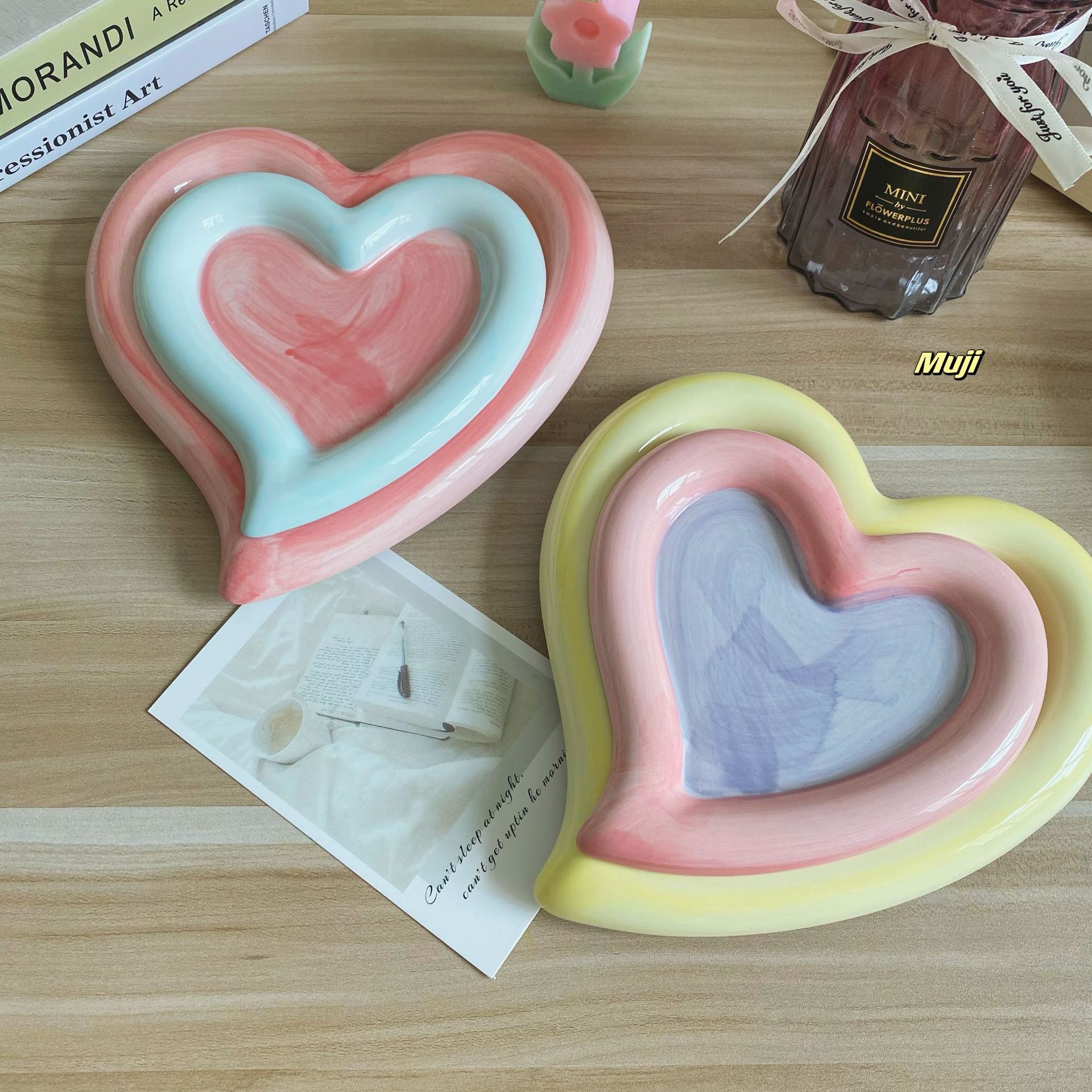 韩国ins风胖嘟嘟爱心创意手彩盘奶fufu盘蛋糕盘首饰收纳盘甜品盘