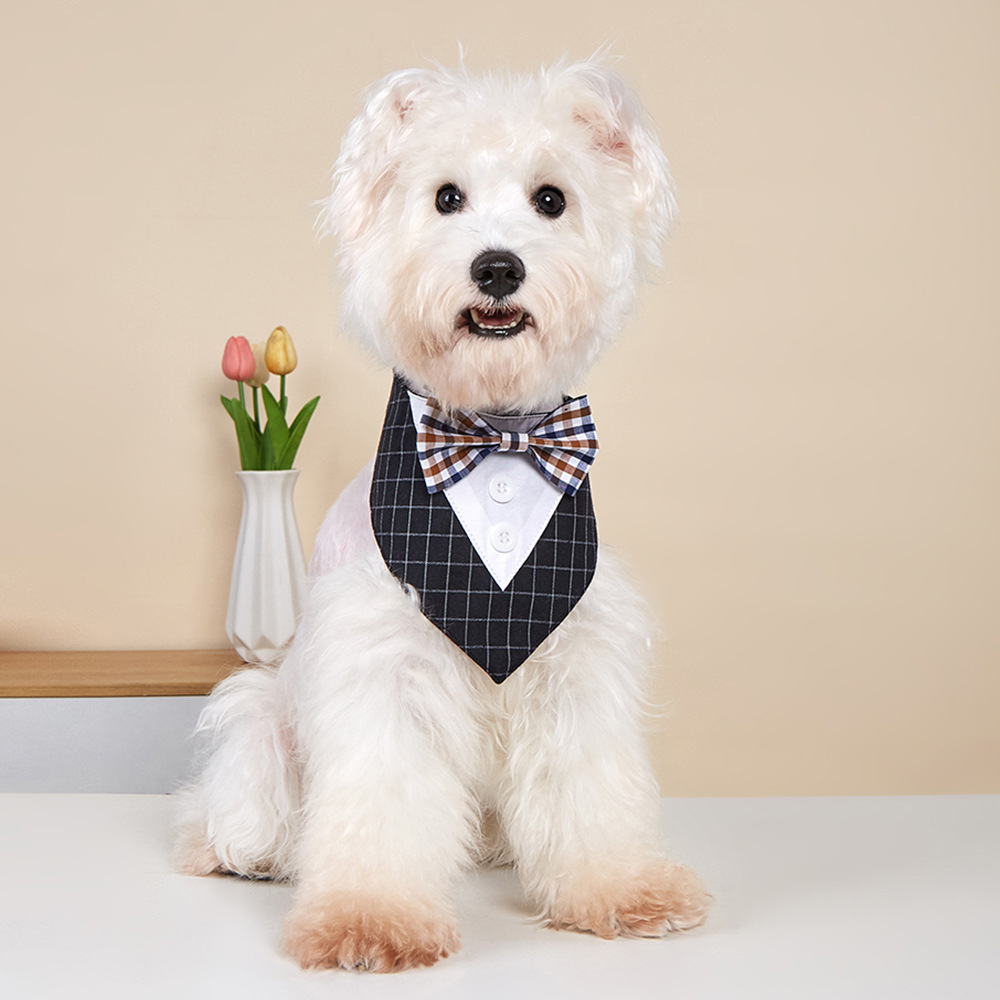 TANPOPO transfronterizo nuevo estilo británico trajes de boda mascotas toallas de saliva velcro toallas bufandas