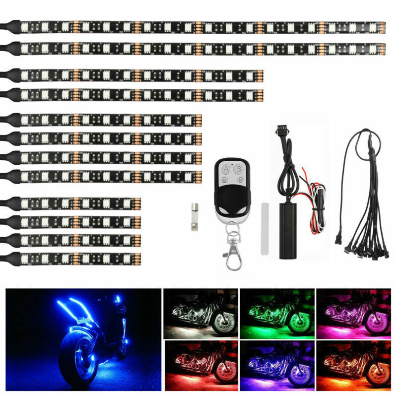 Un remolque doce luces de atmósfera de motocicleta de decoración de luces de atmósfera de control de voz RF luces impermeables de color slide luces Halley image 3