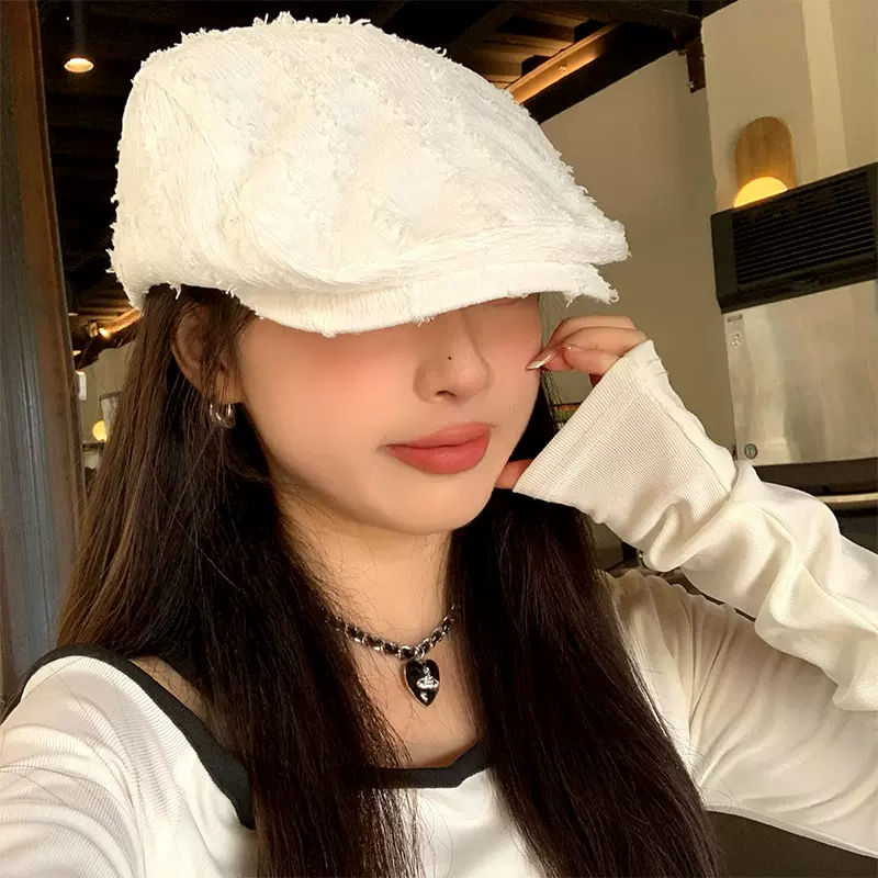反戴贝雷帽子女春夏季日系鸭舌帽前进帽男显脸小画家报童帽