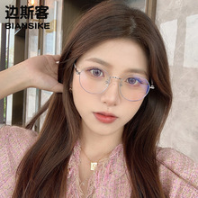 29120新款小红书ins时尚金属防蓝光复古圆形全框眼镜架男女平光镜