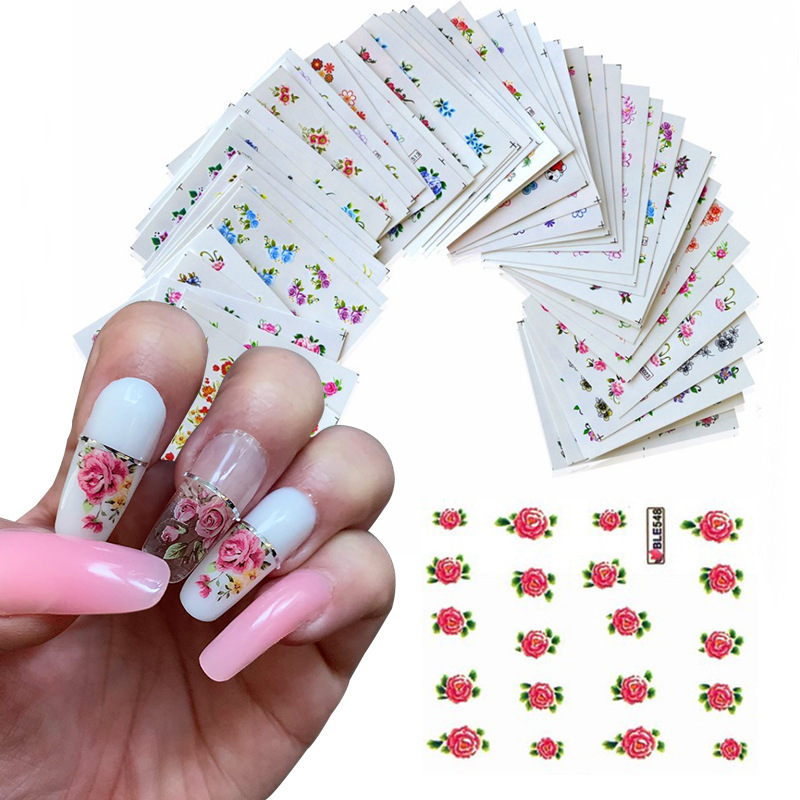 Nail Art Sticker Water Transfer DIY Nail Sticker Flower Butterfly Flower Feather Color Art Watermark Nail Sticker suit