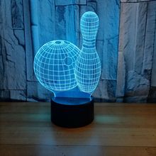 2025外贸新款 3D灯保龄球 七彩触控LED视觉灯 礼品氛围3D小台灯