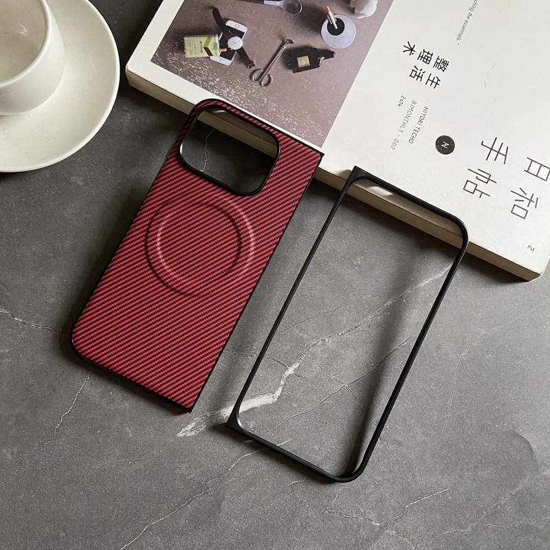 Magnetic carbon fiber pattern YUAN color-red