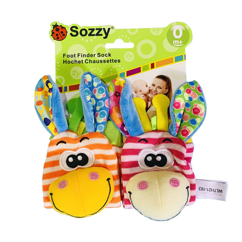 Sozzy lindo animal muñeca Bell calcetines bebé educación temprana sonando papel bebé sonajero juguete de peluche