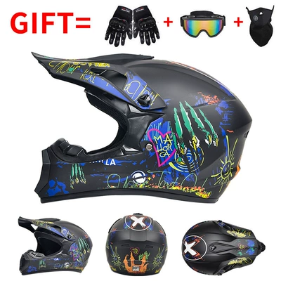 Motorcycle Safety Supplies — Go-Kart Downhill Bicycle Safety Helmets - black-ghost-claw-exclusive-for-foreign-trade-includes-a-three-piece-gift-set-s55-56-head-circumference