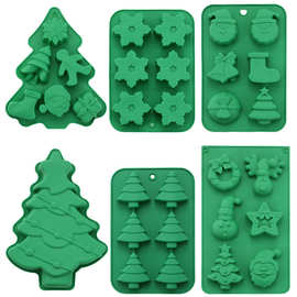 跨境圣诞模具硅胶模具圣诞树姜饼人雪花圣诞节模具饼干糖果模具