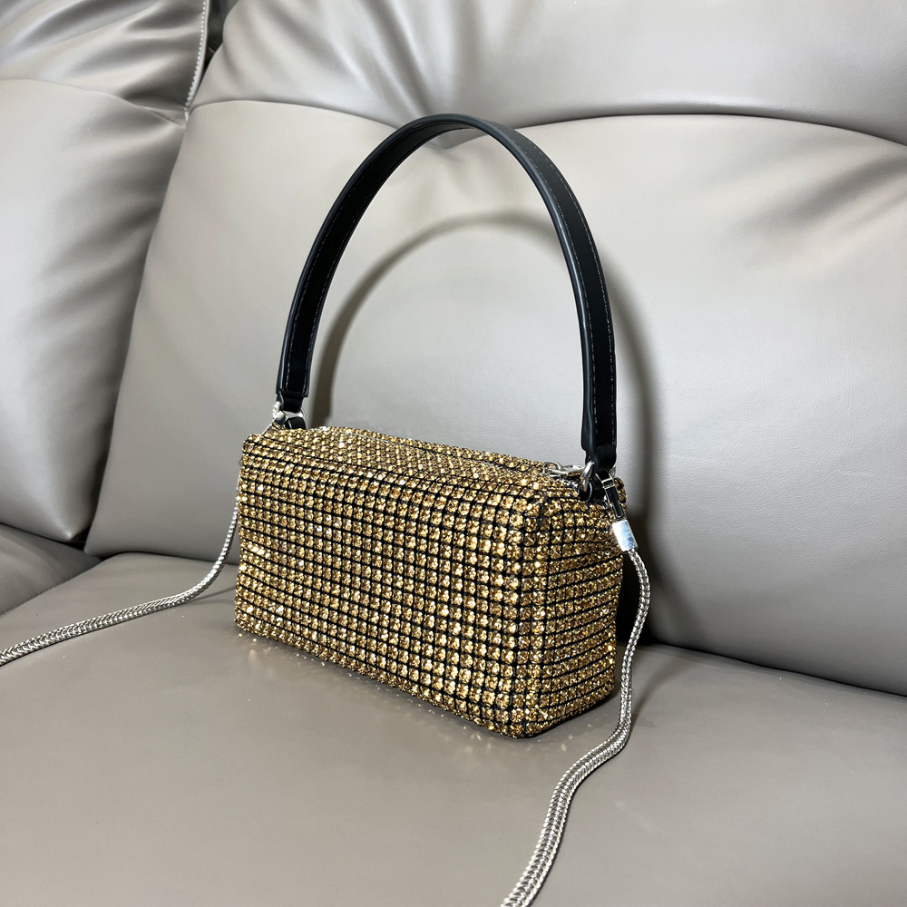 Rhinestone Top Handle Bag Sparkling Crystal Mini Shoulder Purse_voghion.com