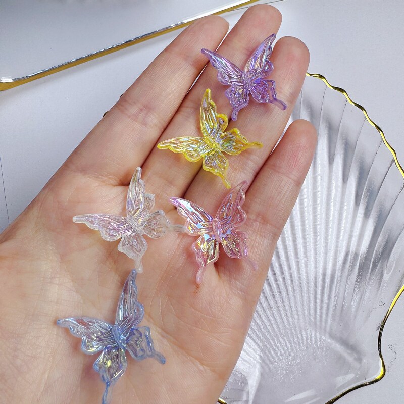 Three-dimensional electroplating 3D small butterfly diy handmade material shoe buckle hat cream glue children's hair accessories resin small accessories Three-dimensional electroplating 3D small butterfly diy handmade material shoe buckle hat cream glue children's hair accessories resin small accessories