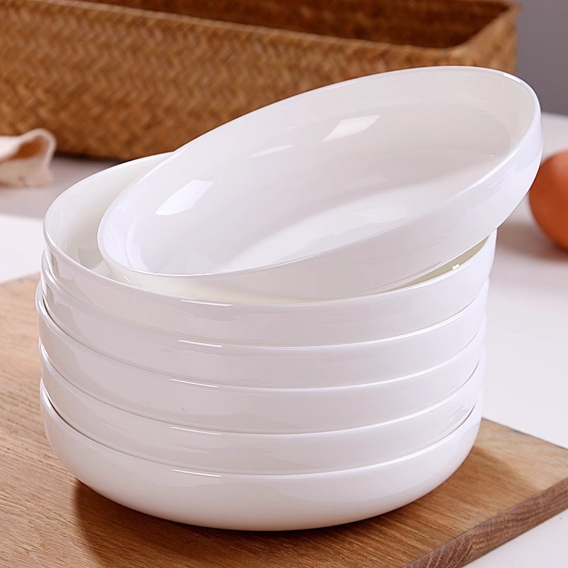 Jingdezhen Pure White Plate Underglaze Color Plate Household Bone China Tableware Housewarming Creative Nest Soup Plate Round Deep Plate Jingdezhen Pure White Plate Underglaze Color Plate Household Bone China Tableware Housewarming Creative Nest Soup Plate Round Deep Plate